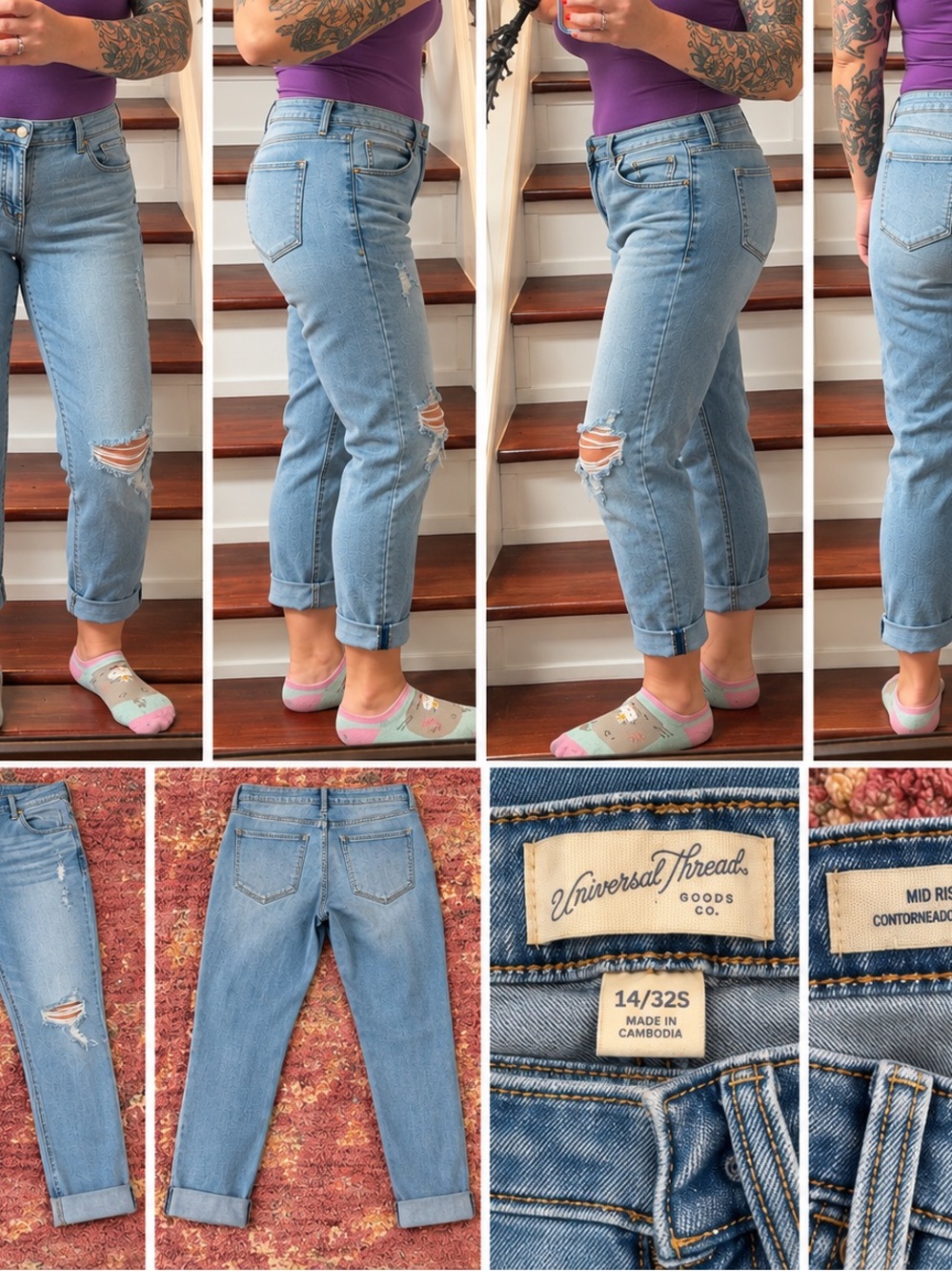 Universal Thread Light Blue Distressed Boyfriend Jeans